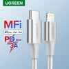 Ugreen USB-C to Lightning M/M Cable Aluminum Shell Braided 1m (Silver)US304
