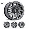 TUNDRA (17×8.50) 4 THRUST SMOKED SATIN BLACK TINT 5×150 +25 Offset