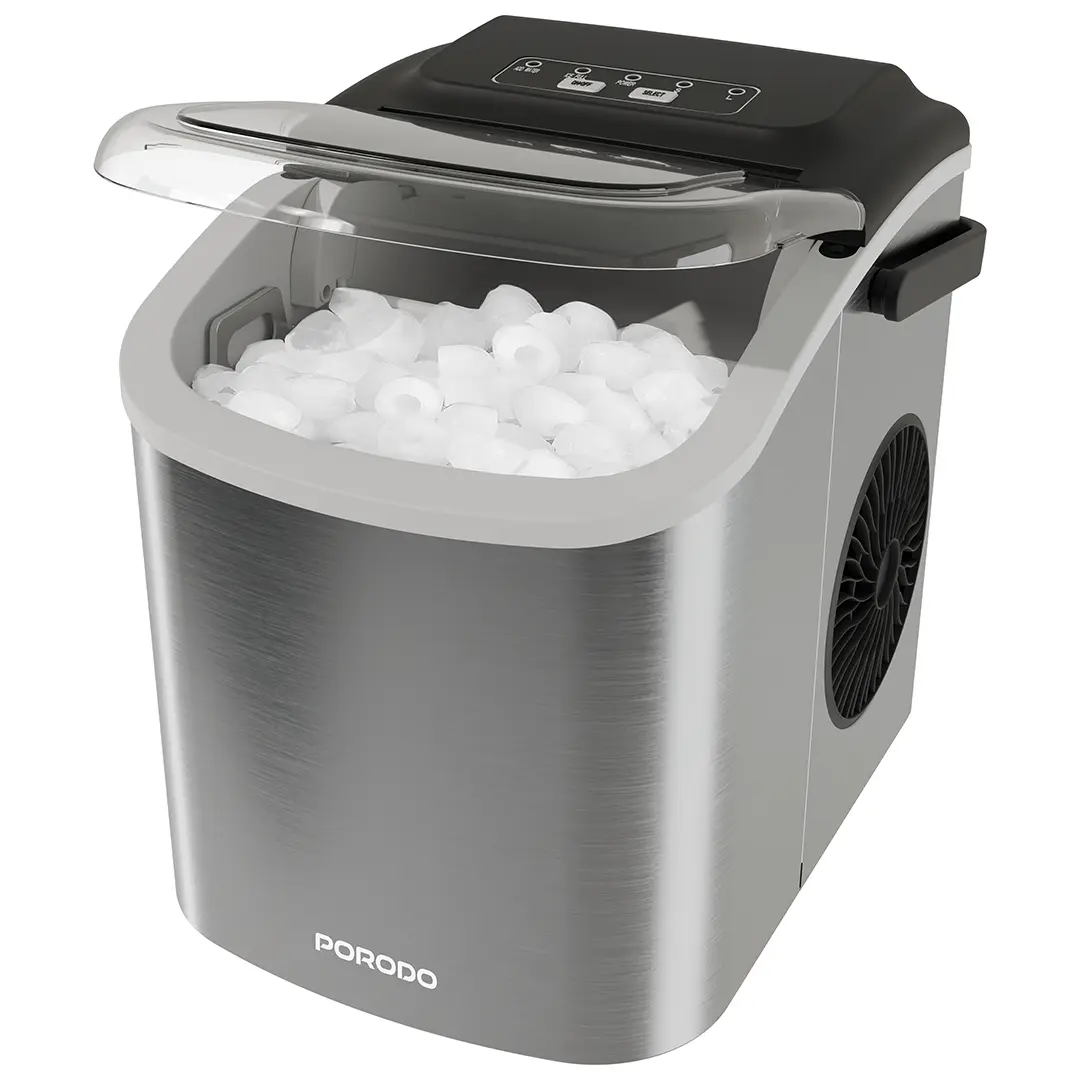 Porodo Lifestyle Instant Bullet Ice Maker With Transparent Lid - Silver
