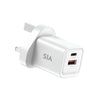 SIA WALL CHARGER GAN PD/PPS/QC 35W DUAL PORTS A+C WHITE-UK